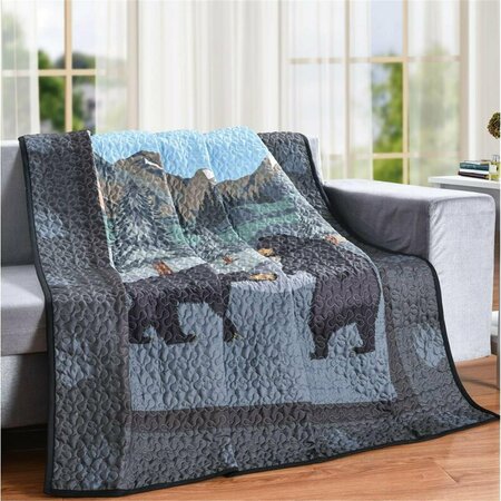 CONVENIENCE CONCEPTS 60 x 50 in. What Up Bears Decorative Throw Quilt Blanket, Multi Color HI3038351